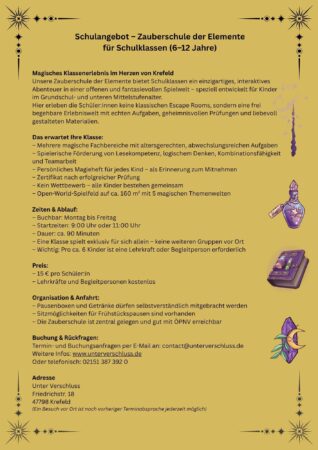 Schulangebot – Zauberschule der Elemente – Unter Verschluss